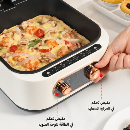 شواية كهربائية 10 في 1 مع وعاء طهي، طباخ متعدد الوظائف، مقلاة، قدر بخاري وشواية، سعة 2.5 لتر، 1800 واط